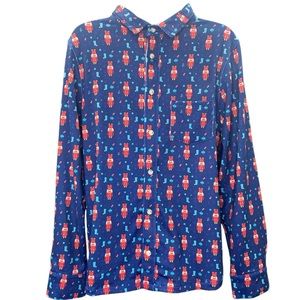 MILLIE & MAXX Youth Boys Blue 14 Long Sleeve Nutcracker Tee Pajamas Button Up